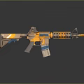 Modern Tactical Assault Rifle With Yellow Blue And Beige Stripes Detailed Stylish Firearm Design