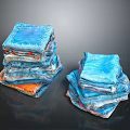 Stacked Blue and Orange Clothing Fabrics for Fashion Design Materials