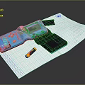 Blue Handheld Electronic Device With Display Screen Buttons Battery And Paper