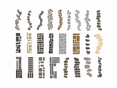 Garden Path Paving Various Stone Brick And Pebble Patterns For Outdoor Garden Landscape 3d model