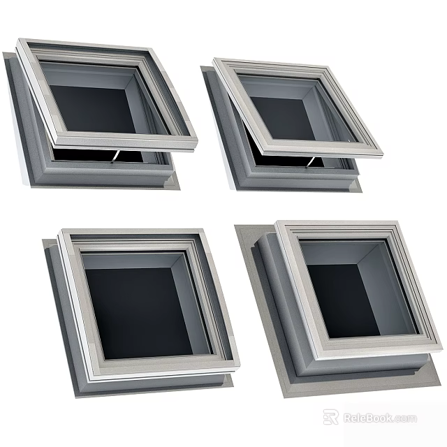 Modern Casement Windows With Aluminum Frames And Multiple Opening Angles 3d model 