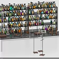 Organized Laboratory Shelves With Colorful Chemical Bottles And Glassware On Table