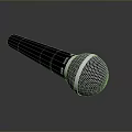 Black Handheld Microphone With Silver Ring And Mesh Head For Daily Use 3d model