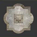Stone Fountain With Two Spouts And Flowing Water On Petal Shaped Base