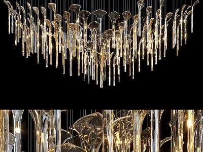Elegant Modern Crystal Chandelier With Hanging Glass Pendants For Luxury Interior Lighting Design 3d model