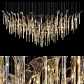 Elegant Modern Crystal Chandelier With Hanging Glass Pendants For Luxury Interior Lighting Design