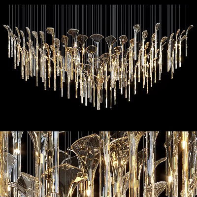 Elegant Modern Crystal Chandelier With Hanging Glass Pendants For Luxury Interior Lighting Design 3d model