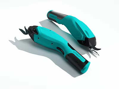 Turquoise And Black Electric Scissors With Modern Design And Ergonomic Handles For Household Use 3d model