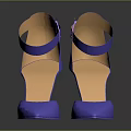 Blue High Heels With Stiletto Heels Ankle Straps And Orange Inner Lining