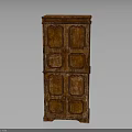 Vintage Wooden Cabinet With Intricate Carved Patterns And Classic Design