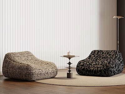 Patterned Single Sofa Design With Wooden Floor Vertical Striped Wall And Floor Lamp 3d model