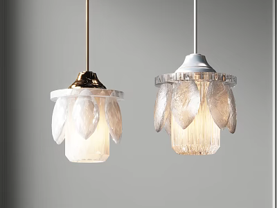 Elegant Modern Pendant Lights With Leaf Shaped Transparent Shades And Metal Details 3d model