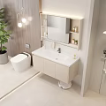 Modern Bathroom Interior With Wooden Walls Hanging Lights Vanity Beige Cabinets And Bathtub