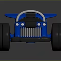 Blue Electric Toy Car for Kids with Black Seats and Rear Spoiler