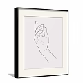 Minimalist Hand Line Drawing Framed Art On Gray Wall Decor 3d model