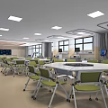 Hospital Outpatient Rehabilitation Training Area with Fitness Equipment Green Steps and Circular Track