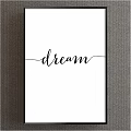 Minimalist Dream Typography Wall Art With Black Frame And White Background