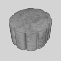 Modern Gray Round Upholstered Sofa Stool With Petal Edge Design 3d model