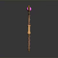 Decorative Scepter With Red Gemstone Top And Spiral Patterned Golden Shaft