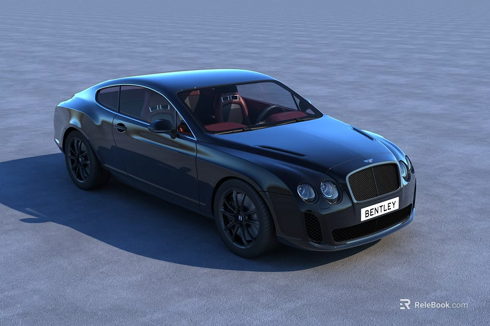 Black Bentley Coupe Sports Car With Red Interior And Luxury Sleek Design 3d model 