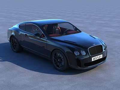Black Bentley Coupe Sports Car With Red Interior And Luxury Sleek Design 3d model