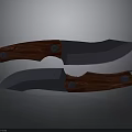Double Knife Weapon With Metal Blades And Red Wooden Handles