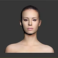 Woman With Bald Head And Upper Body Against Grey Background With Reflection