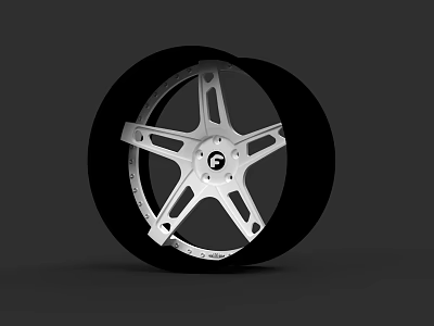 Car Wheel Alloy Rim With Silver Spokes And Black Tire Modern Design 3d model