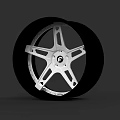 Car Wheel Alloy Rim With Silver Spokes And Black Tire Modern Design