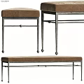 Brown Padded Bed Bench With Metal Frame And Decorative Balls