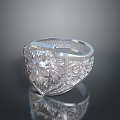 Silver Lion Head Designed Ring As Men's Fashion Accessory With Intricate Patterns