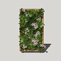 Beautiful Indoor Living Wall With Green Plants And Purple Flowers