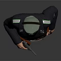 3D Game Movie Character In Dark Uniform With Brown Waist Bag And Rope