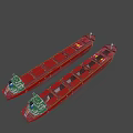 Two Large Red Container Ships With Stacked Containers On Deck 3d model
