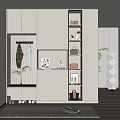Modern Entryway Hallway Design With White Storage Cabinets Coat Hooks And Decorative Lighting
