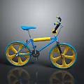 Vibrant Blue Bicycle With Yellow Wheels Handlebar And Blue Seat Design