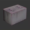 Gray Concrete Block With Two Holes And Rough Surface On Dark Background
