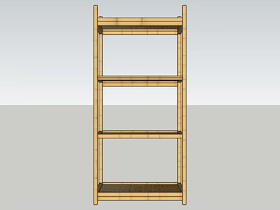 Open Wooden Storage Shelf with Multi-Tier Design and Sturdy Structure for Home Organization 3d model