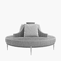 Retro sofa stool bench round 3d model