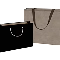 Decorative Ornament Set Featuring Black And Beige Shopping Bags With Handles