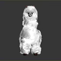Stuffed White Alpaca Toy with Fluffy Fur Red Ears on Gray Background and Surface Reflection 3d model