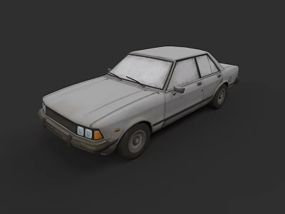 Classic Vintage Sedan Car With Silver Worn Exterior And Retro Design 3d model