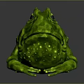 Green Frog 3D Model With Shiny Surface Bumpy Texture And Large Black Eyes