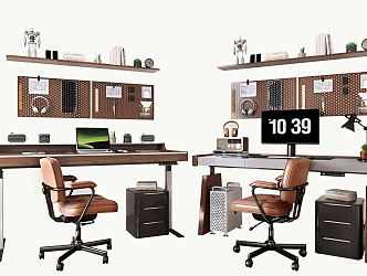 Modern desk chair desk chair combination 3d model