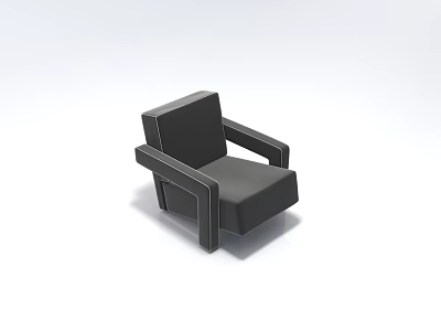 Modern Black Single Sofa With Sleek Armrests And Minimalist Design Style 3d model