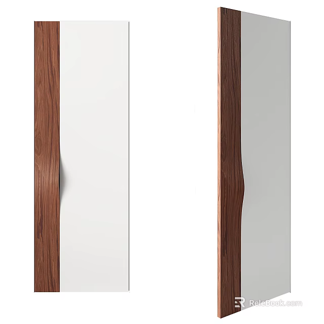 Wooden And White Panel Furniture Design With Curved Strip Details 3d model 