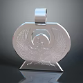 Silver Sculpture Carving with Wing Design Circular Shape Top Loop and Reflective Base