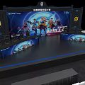 Event Stage Setup With Rows Of Seats Large Screens And Lighting Equipment