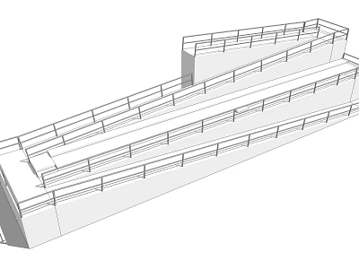 Road Infrastructure Design With Stairs Railings And Elevated Platform Structure For Pedestrians 3d model