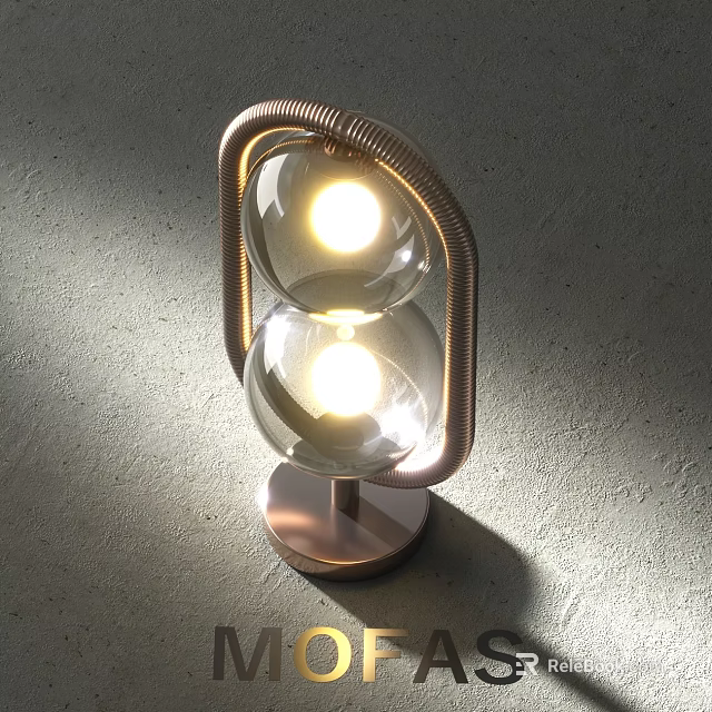 Modern Table Lamp With Double Glass Globe And Illuminated Metal Frame Design 3d model 
